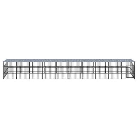 Hondenkennel met dak 18,77 m² staal - AllerleiShop