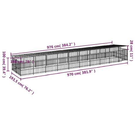 Hondenkennel met dak 18,77 m² staal - AllerleiShop