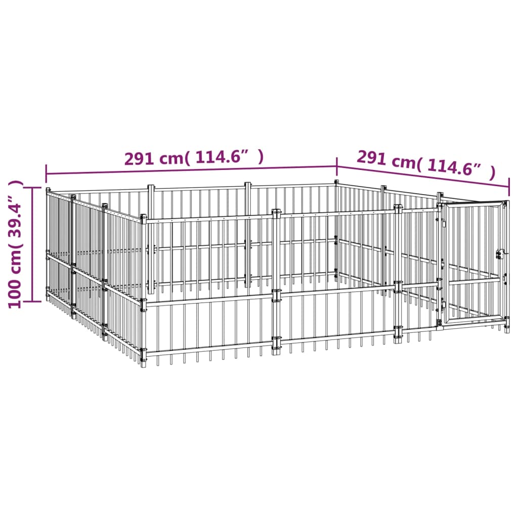 Hondenkennel voor buiten 8,47 m² staal - AllerleiShop