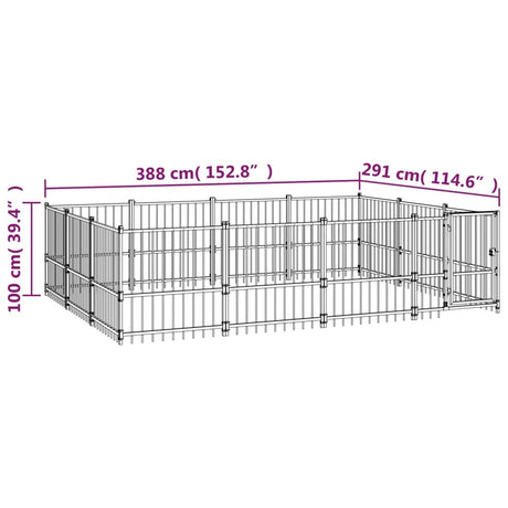 Hondenkennel voor buiten 11,58 m² staal - AllerleiShop