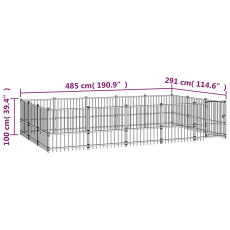 Hondenkennel voor buiten 14,11 m² staal - AllerleiShop