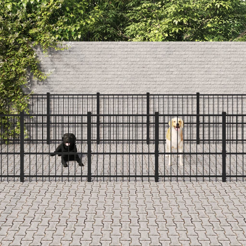 Hondenkennel voor buiten 14,11 m² staal - AllerleiShop