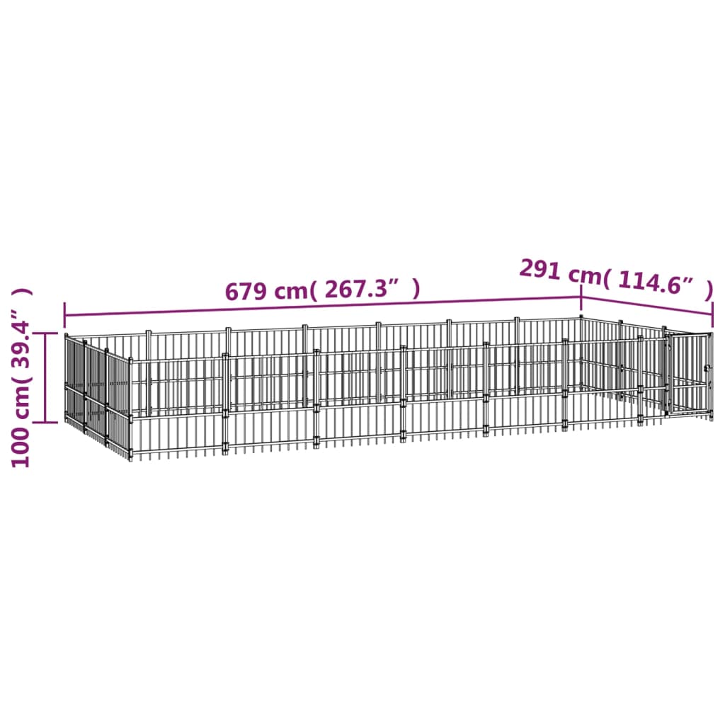 Hondenkennel voor buiten 19,76 m² staal - AllerleiShop