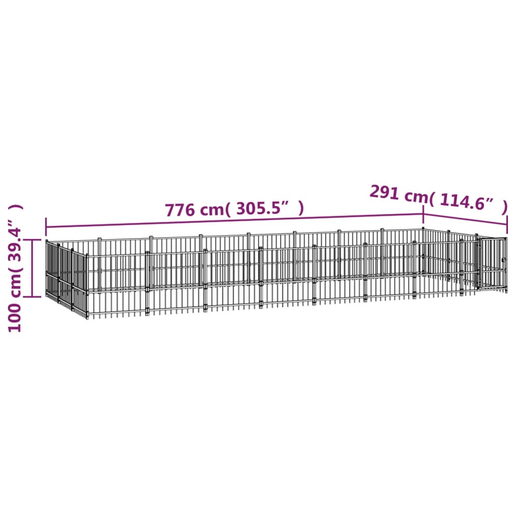 Hondenkennel voor buiten 22,58 m² staal - AllerleiShop