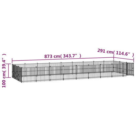 Hondenkennel voor buiten 25,4 m² staal - AllerleiShop