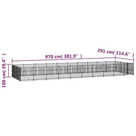 Hondenkennel voor buiten 28,23 m² staal - AllerleiShop