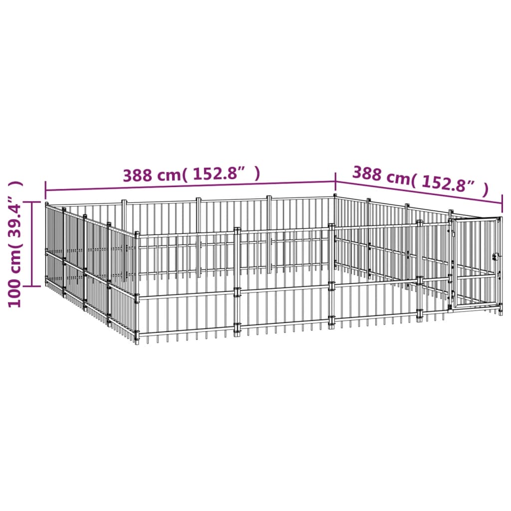 Hondenkennel voor buiten 15,05 m² staal - AllerleiShop