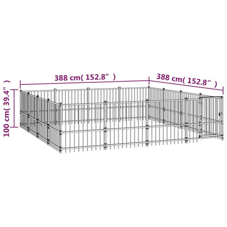 Hondenkennel voor buiten 15,05 m² staal - AllerleiShop