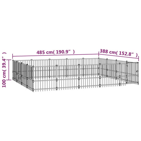 Hondenkennel voor buiten 18,82 m² staal - AllerleiShop