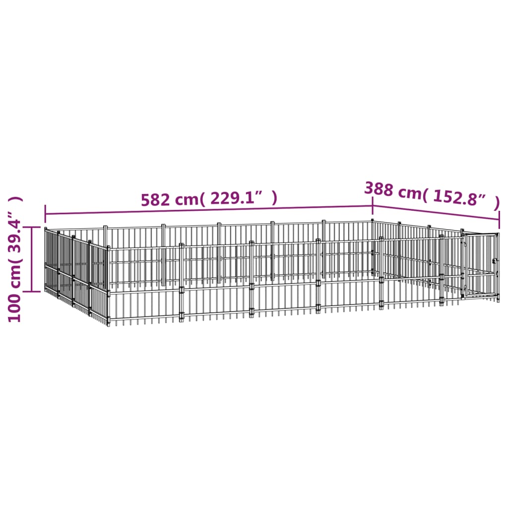 Hondenkennel voor buiten 22,58 m² staal - AllerleiShop