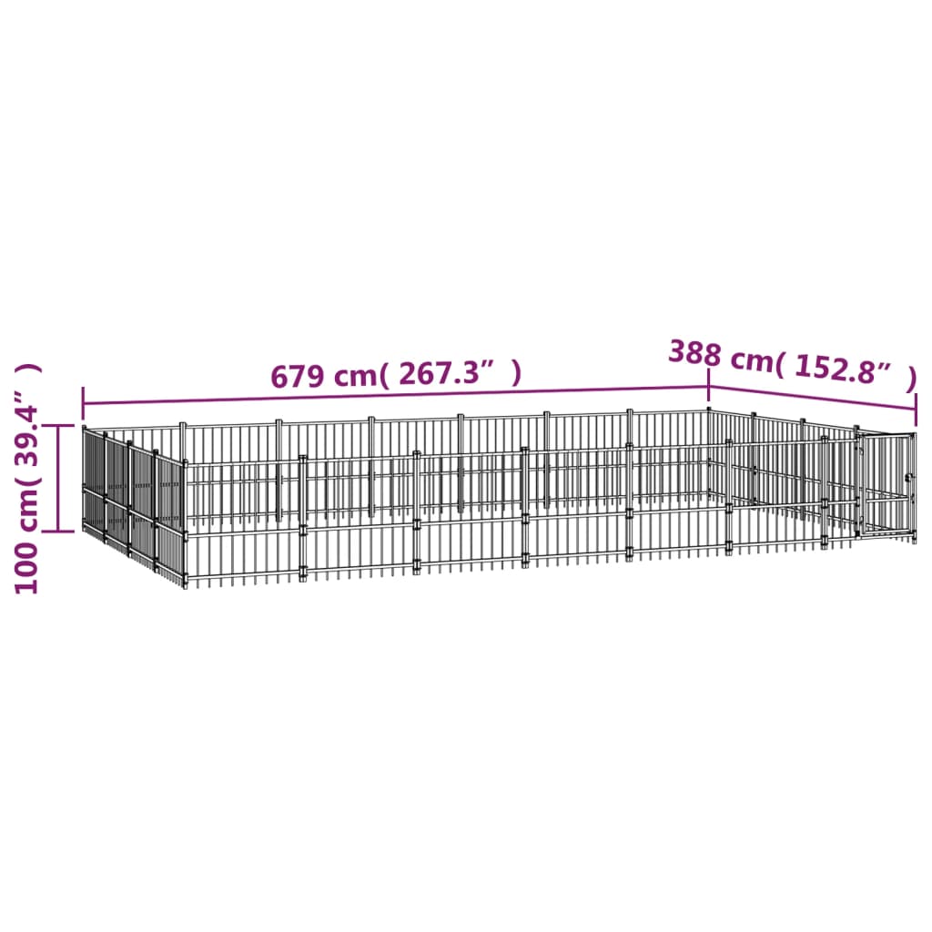 Hondenkennel voor buiten 26,35 m² staal - AllerleiShop