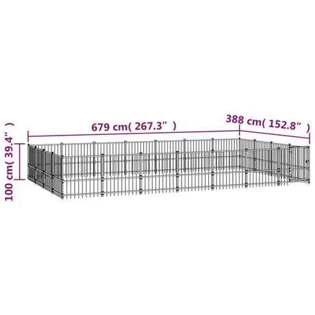 Hondenkennel voor buiten 26,35 m² staal - AllerleiShop