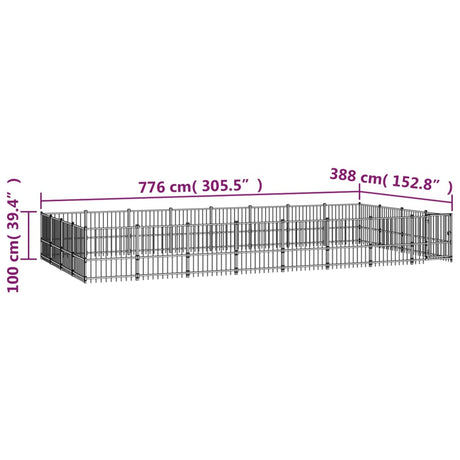 Hondenkennel voor buiten 30,11 m² staal - AllerleiShop