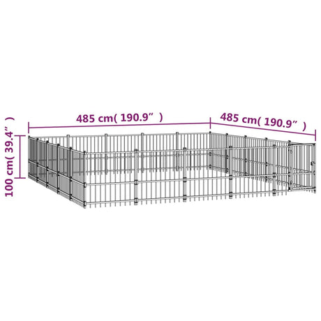 Hondenkennel voor buiten 23,52 m² staal - AllerleiShop