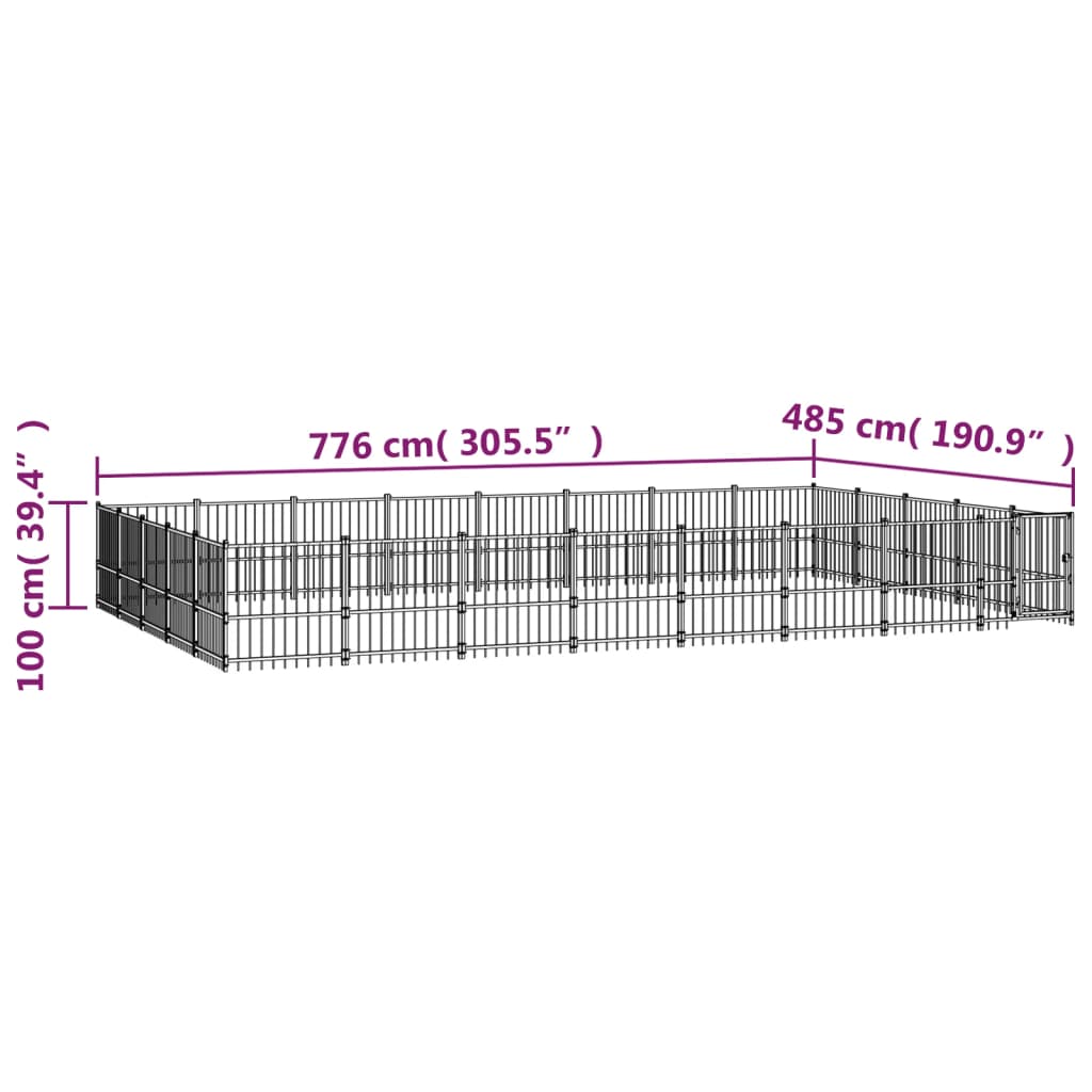 Hondenkennel voor buiten 37,64 m² staal - AllerleiShop