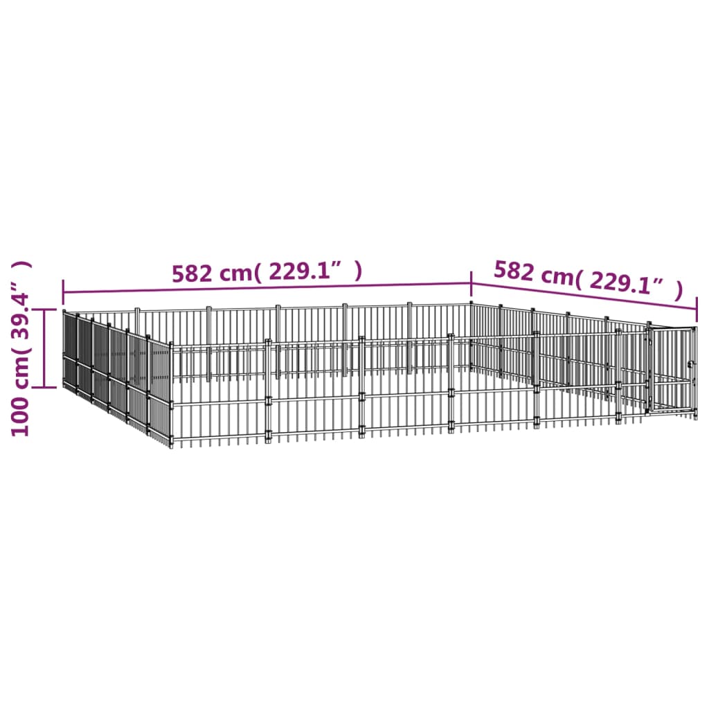 Hondenkennel voor buiten 33,87 m² staal - AllerleiShop