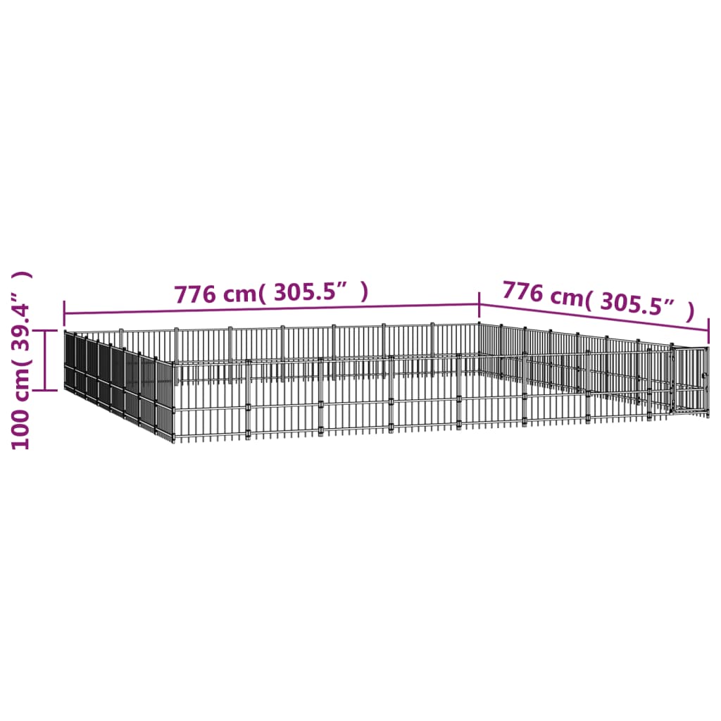 Hondenkennel voor buiten 60,22 m² staal - AllerleiShop