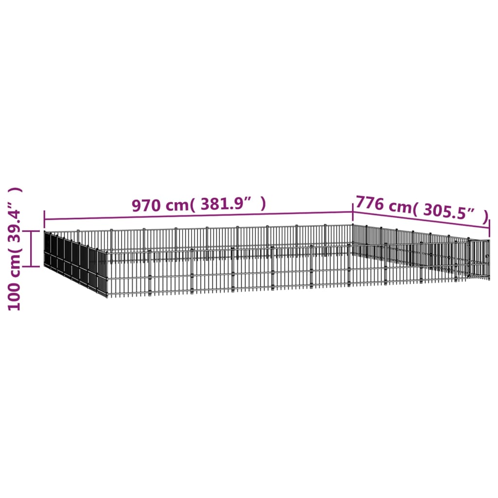 Hondenkennel voor buiten 75,27 m² staal - AllerleiShop