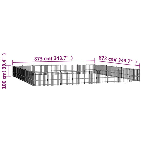 Hondenkennel voor buiten 76,21 m² staal - AllerleiShop