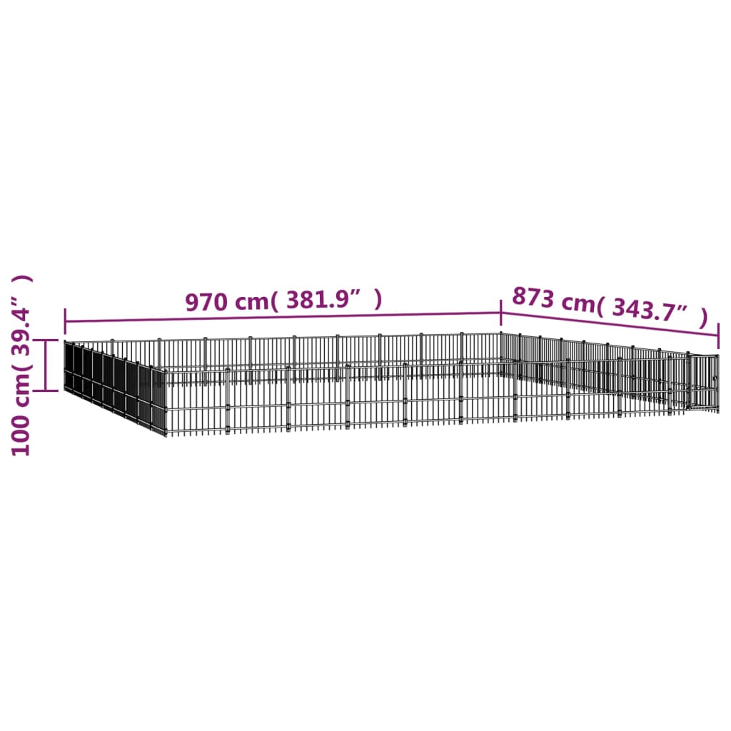 Hondenkennel voor buiten 84,68 m² staal - AllerleiShop