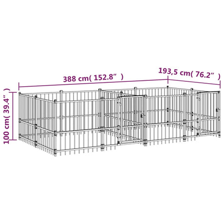 Hondenkennel voor buiten 7,51 m² staal - AllerleiShop