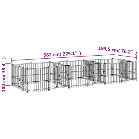 Hondenkennel voor buiten 11,26 m² staal - AllerleiShop