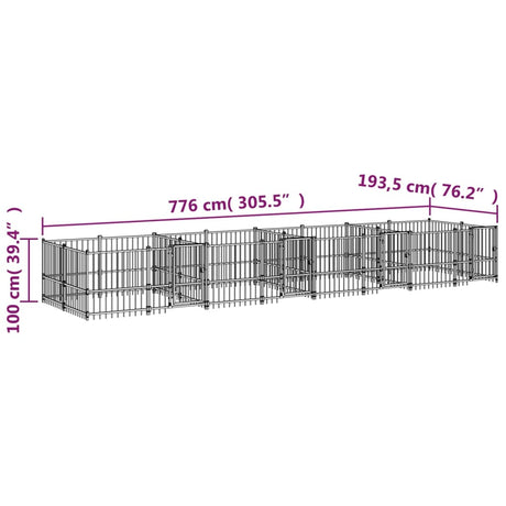 Hondenkennel voor buiten 15,02 m² staal - AllerleiShop