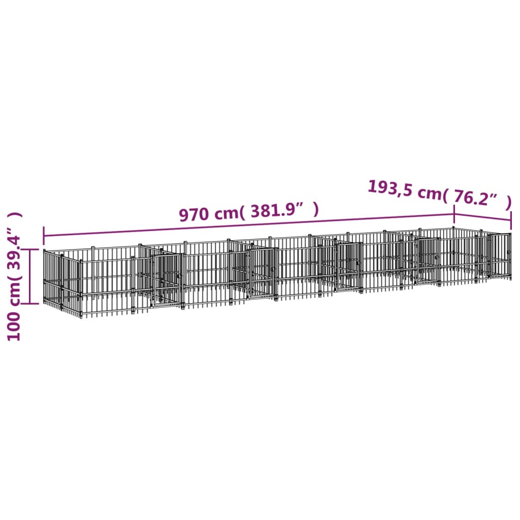 Hondenkennel voor buiten 18,77 m² staal - AllerleiShop