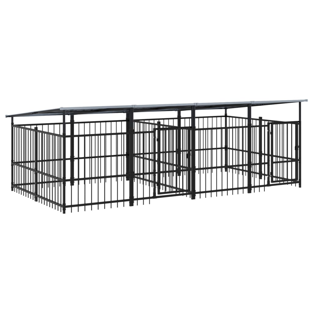 Hondenkennel met dak 7,51 m² staal - AllerleiShop