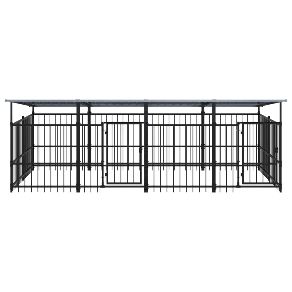 Hondenkennel met dak 7,51 m² staal - AllerleiShop