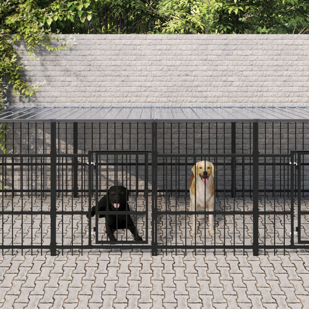 Hondenkennel met dak 7,51 m² staal - AllerleiShop