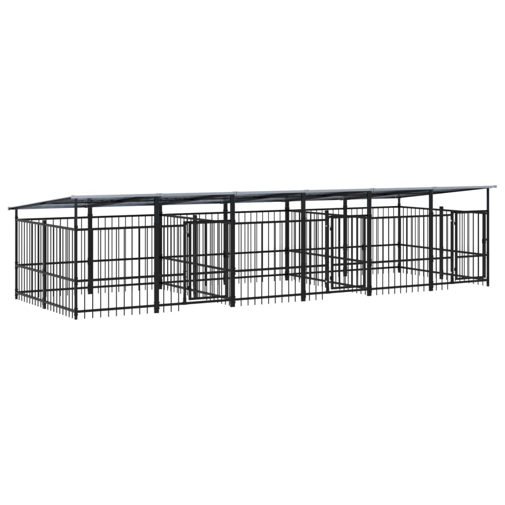 Hondenkennel met dak 11,26 m² staal - AllerleiShop