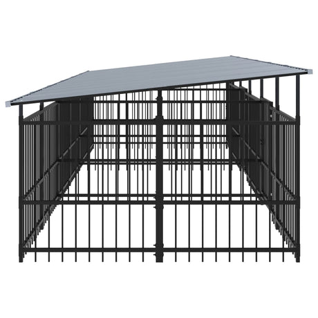 Hondenkennel met dak 11,26 m² staal - AllerleiShop