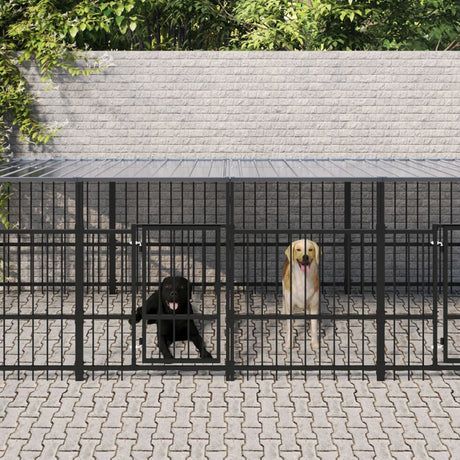 Hondenkennel met dak 11,26 m² staal - AllerleiShop