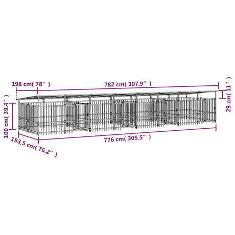 Hondenkennel met dak 15,02 m² staal - AllerleiShop