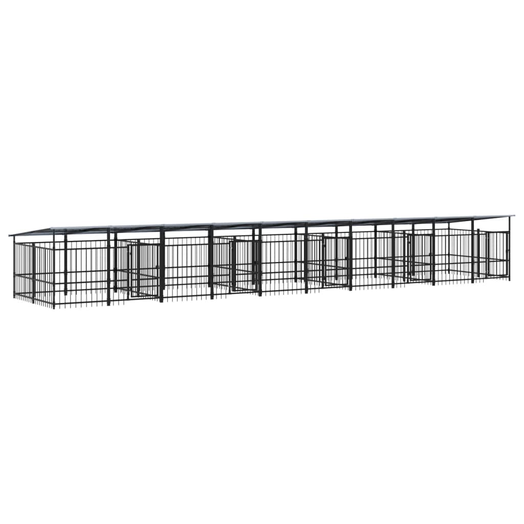 Hondenkennel met dak 18,77 m² staal - AllerleiShop