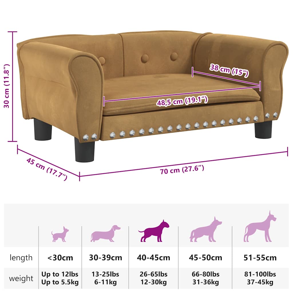 Hondenmand 70x45x30 cm fluweel bruin