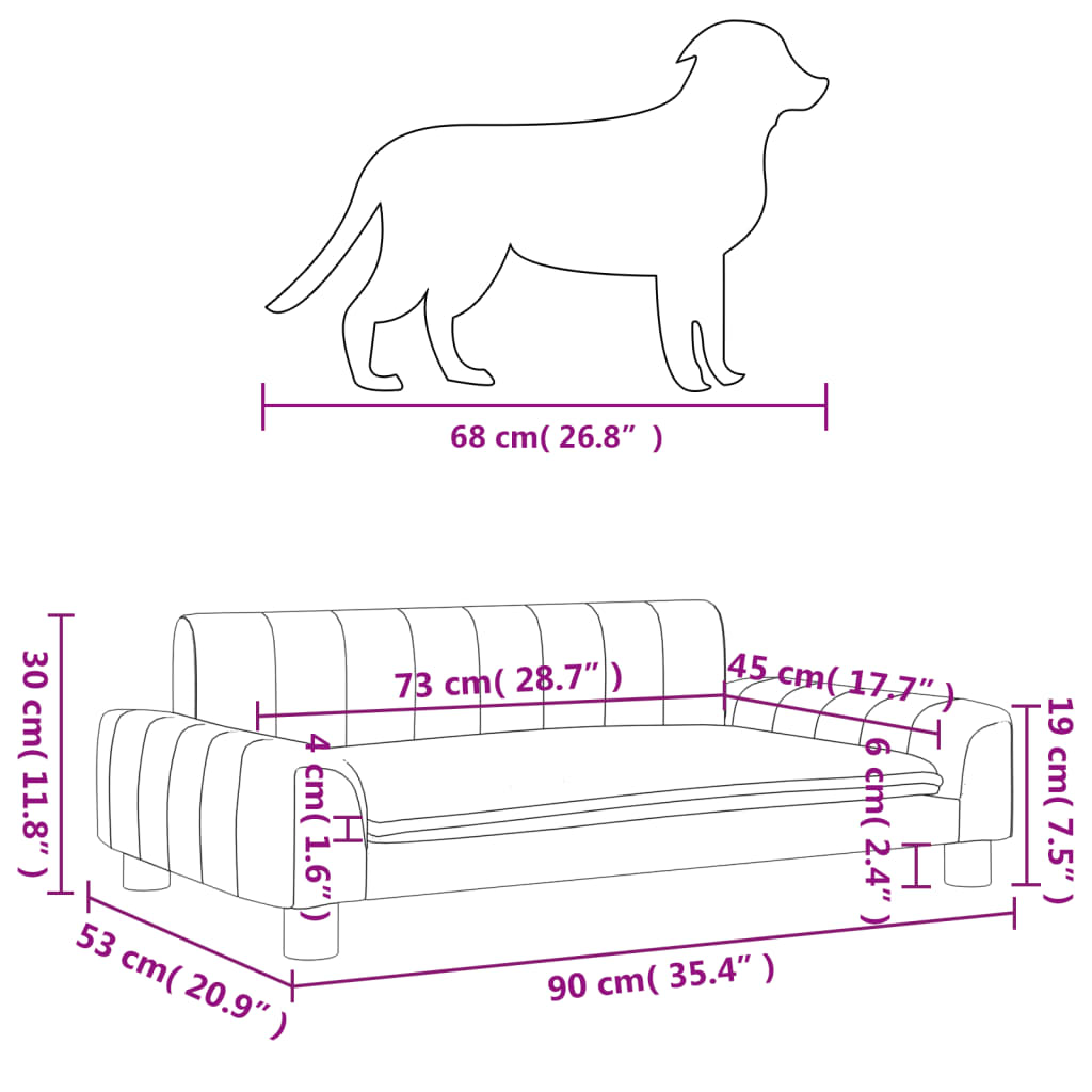 Hondenmand 90x53x30 cm stof lichtgrijs