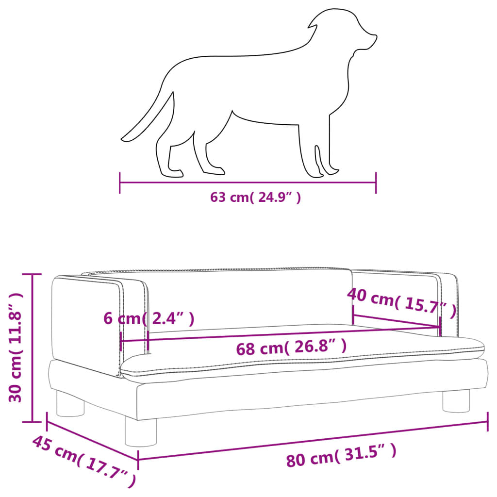 Hondenmand 80x45x30 cm fluweel zwart