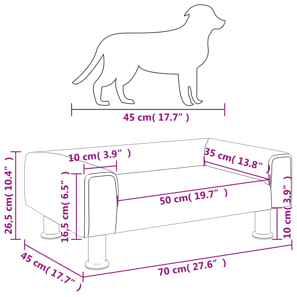 Hondenmand 70x45x26,5 cm fluweel zwart