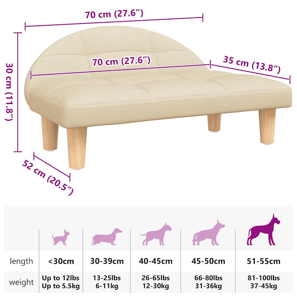 Hondenmand 70x52x30 cm stof crèmekleurig