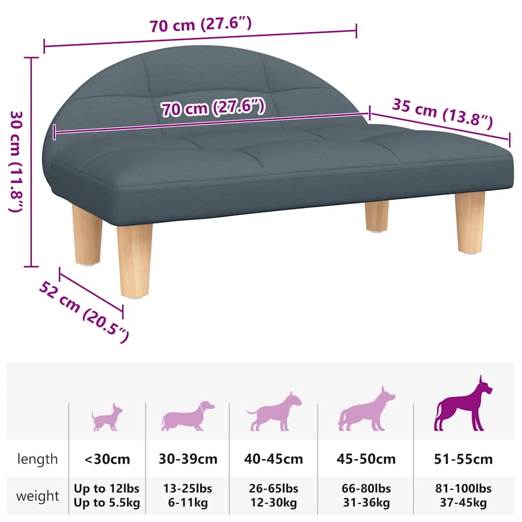 Hondenmand 70x52x30 cm stof donkergrijs