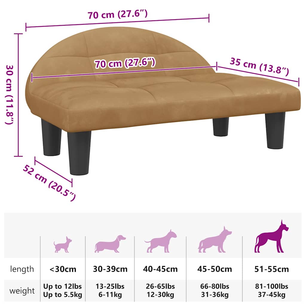 Hondenmand 70x52x30 cm fluweel bruin