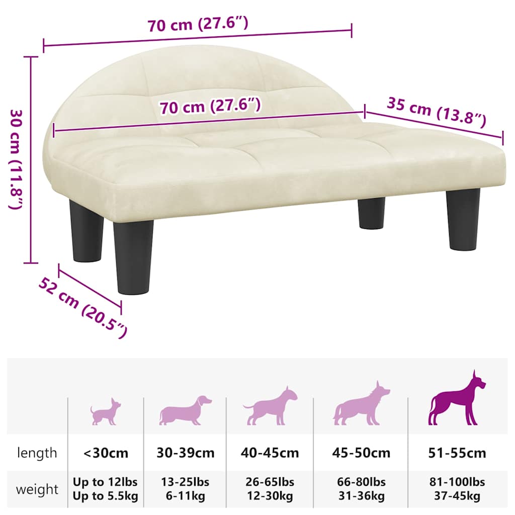 Hondenmand 70x52x30 cm fluweel crèmekleurig