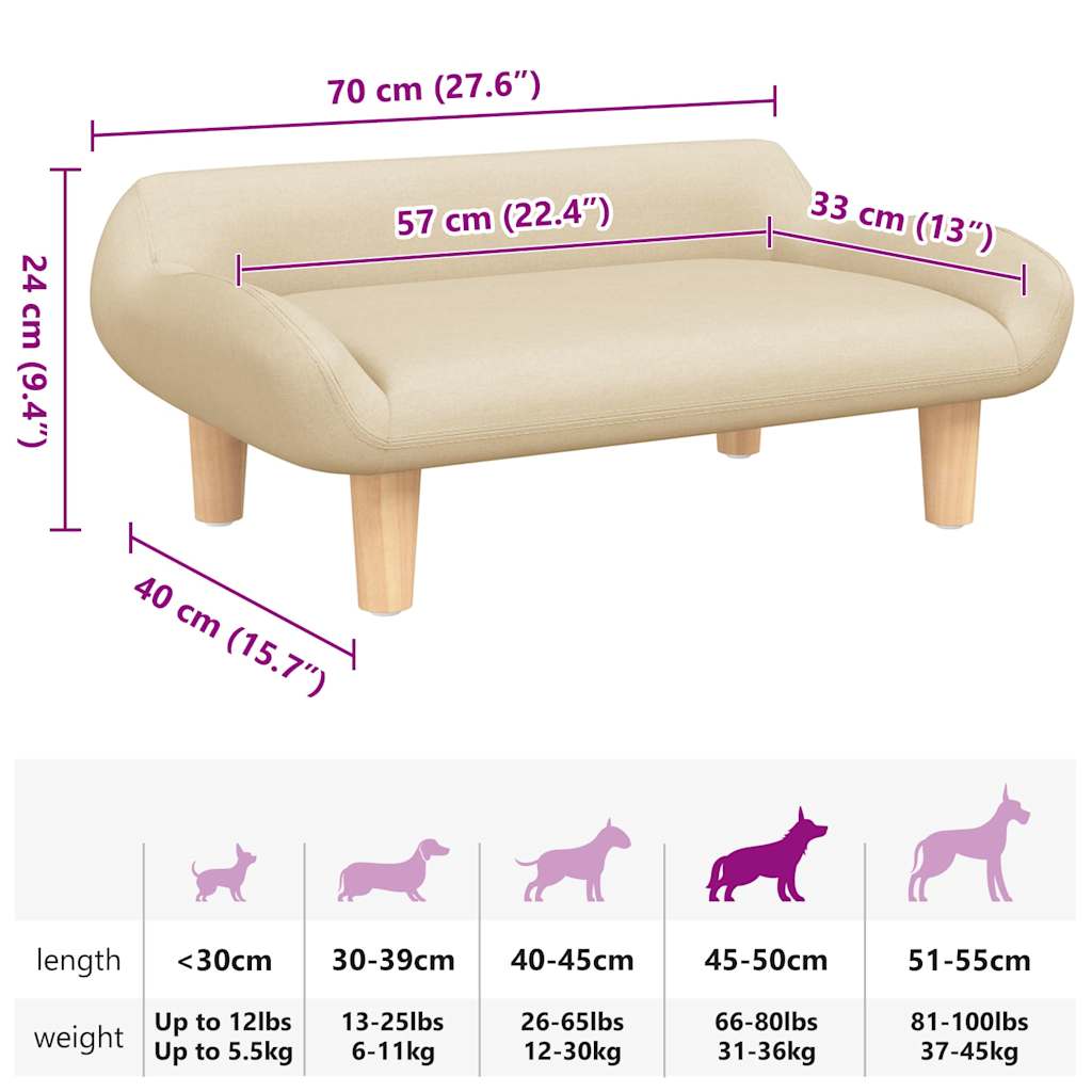 Hondenmand 70x40x24 cm stof crèmekleurig