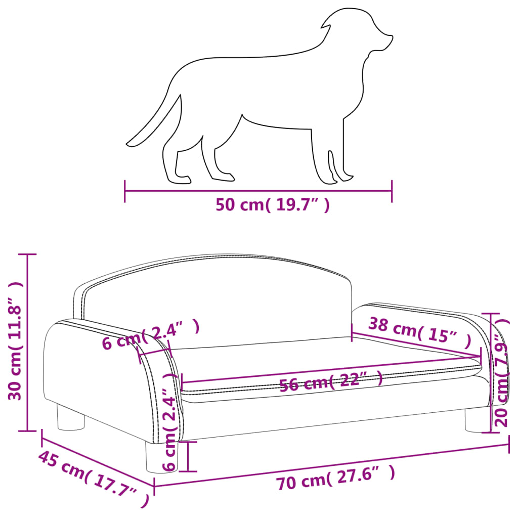 Hondenmand 70x45x30 cm stof lichtgrijs