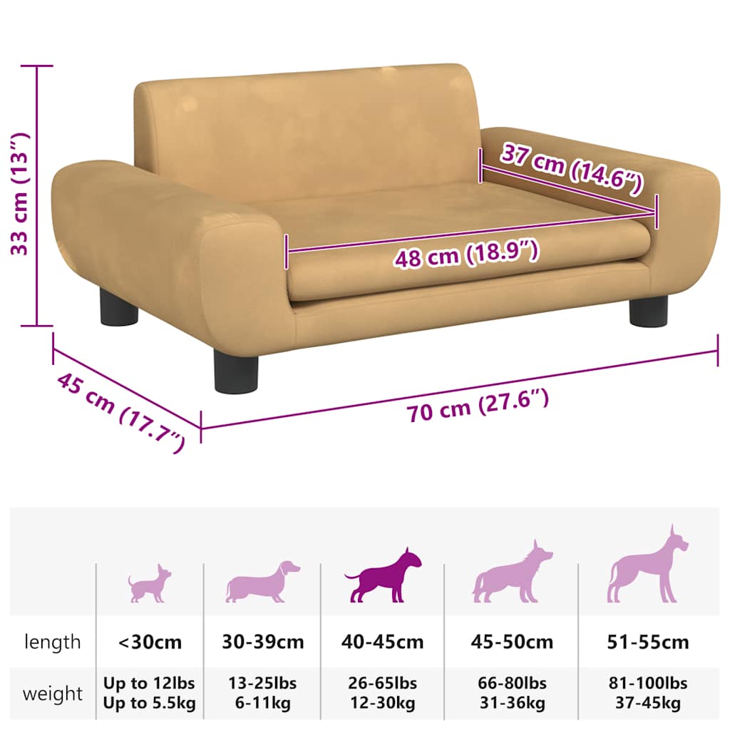 Hondenmand 70x45x33 cm fluweel bruin