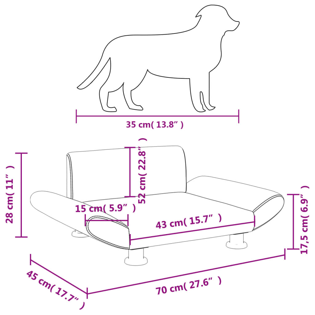 Hondenmand 70x45x28 cm kunstleer bruin