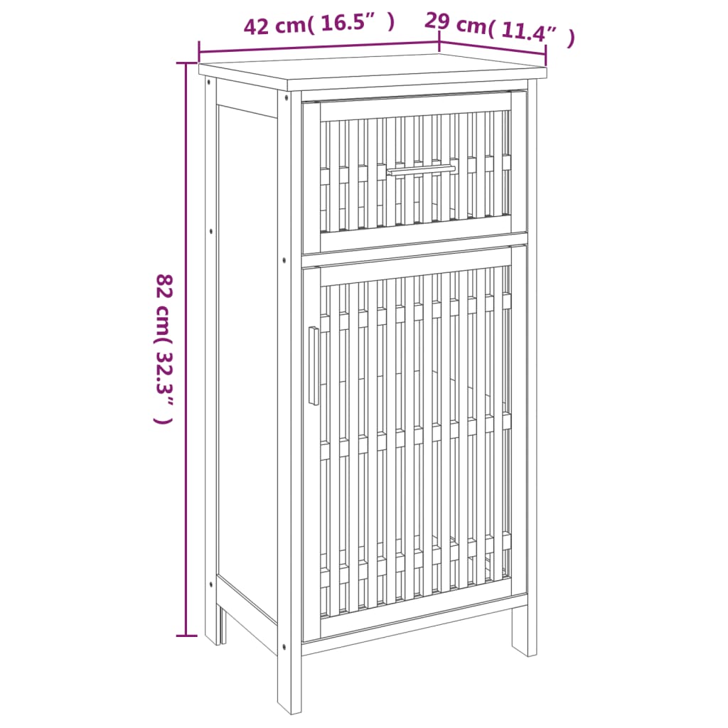 Badkamerkast 42x29x82 cm massief walnotenhout - AllerleiShop