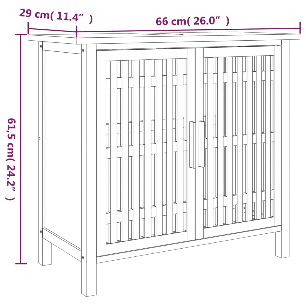 Wastafelkast 66x29x61,5 cm massief walnotenhout - AllerleiShop